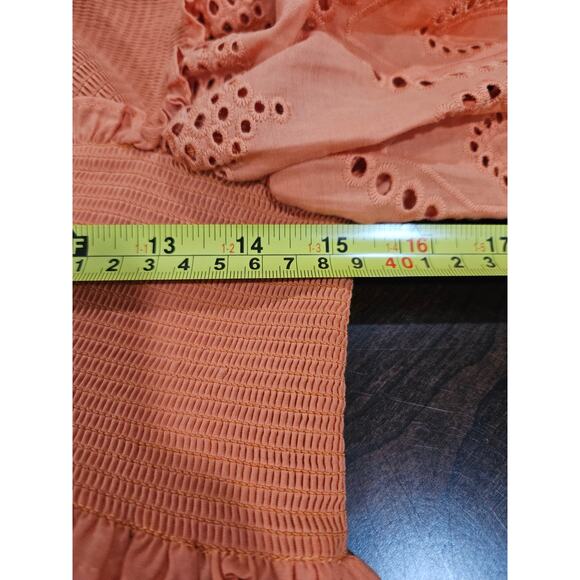 Sachin & Babi x Anthropologie Orange Eyelet Criss-Cross Babydoll Top Shirt Sz XS - Picture 5 of 6